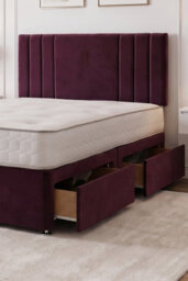 "Knight Sleep Sky Aubergine Plush Bed Set With Mattress, 2 Drawers Same Side & 24""headboard, 4Ft6 - Double" - thumbnail 2