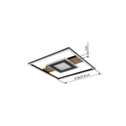 Luminosa Lighting Luminosa Pikara 38X38Cm Integrated Led Semi Flush Ceiling Light Wood Look 2X Led 3000K - thumbnail 8