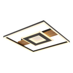 Luminosa Lighting Luminosa Pikara 38X38Cm Integrated Led Semi Flush Ceiling Light Wood Look 2X Led 3000K