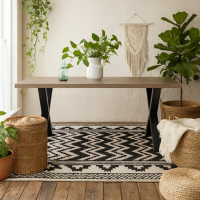 Wyld Haus Pefkos Natural Oak Dining Table With Black Metal Legs - image 1