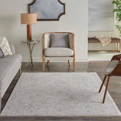 Light Grey Traditional Persian Bordered Floral Rug For Living Room Bedroom And Dining Room-239Cm X 315Cm - image 1