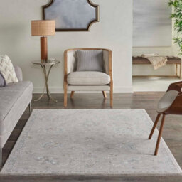 Light Grey Traditional Persian Bordered Floral Rug For Living Room Bedroom And Dining Room-239Cm X 315Cm