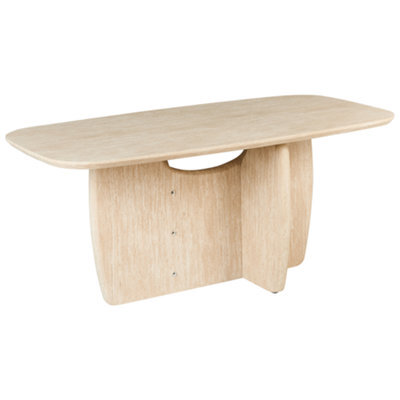 Beliani Dining Table Travers Travertine Effect 180 Cm 90 Cm - image 1