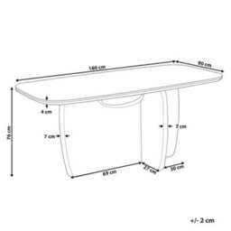 Beliani Dining Table Travers Travertine Effect 180 Cm 90 Cm - thumbnail 3