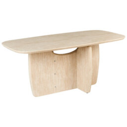 Beliani Dining Table Travers Travertine Effect 180 Cm 90 Cm