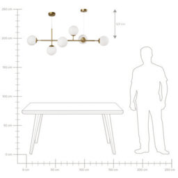 Wyld And Coco Luxeglow Pendant Ceiling Light, Gold Iron With Six Milky-Glass Globes For Dining - thumbnail 9