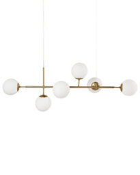 Wyld And Coco Luxeglow Pendant Ceiling Light, Gold Iron With Six Milky-Glass Globes For Dining - thumbnail 3
