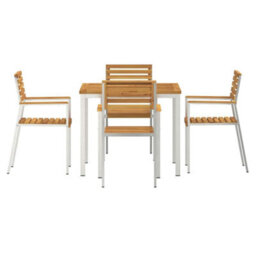 Berkfield Modern Garden Dining Set 5 Pcs Solid Acacia Wood & Stainless Steel - thumbnail 7
