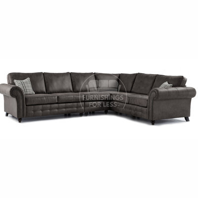 Furnishings For Less UK Oakland Charcoal Chesterfield 6 Seater L Shape Large Corner Sofa - image 1