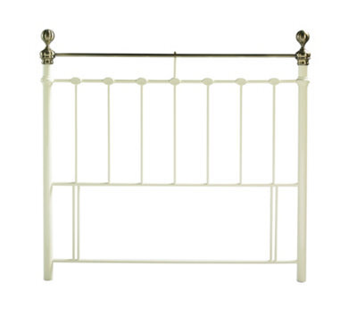 Save On Goods UK 5Ft King Size Ivory Cream Brass Finish,traditional Antique Victorian Metal Bed Headboard - image 1