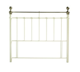 Save On Goods UK 5Ft King Size Ivory Cream Brass Finish,traditional Antique Victorian Metal Bed Headboard - thumbnail 1