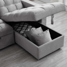 Eco Living Palermo Corner L Shape 3 Seater Sofa Bed With Reversible Chaise - Grey - thumbnail 5