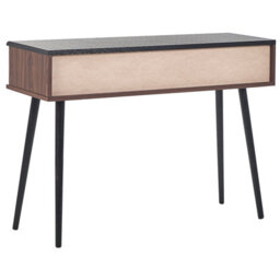 Wyld And Coco 110 X 40 Cm Dark Brown Rustic Console Table With Sliding Door And Hidden Shelf - thumbnail 5