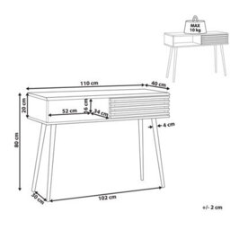 Wyld And Coco 110 X 40 Cm Dark Brown Rustic Console Table With Sliding Door And Hidden Shelf - thumbnail 4