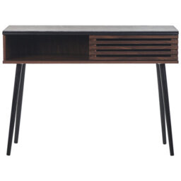 Wyld And Coco 110 X 40 Cm Dark Brown Rustic Console Table With Sliding Door And Hidden Shelf - thumbnail 1