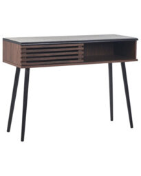 Wyld And Coco 110 X 40 Cm Dark Brown Rustic Console Table With Sliding Door And Hidden Shelf - thumbnail 3