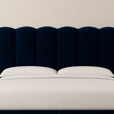 "Urban Textures - Elara Luxury 26"" High Boucle Fabric Upholstered Cloud Headboard - Navy Blue" - image 1