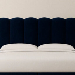 "Urban Textures - Elara Luxury 26"" High Boucle Fabric Upholstered Cloud Headboard - Navy Blue" - thumbnail 1