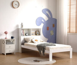 Amani Easton Wooden Single Bed Frame With Shelf Headboard, White Or Grey - thumbnail 2