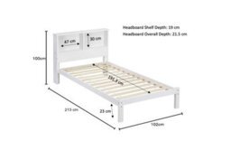 Amani Easton Wooden Single Bed Frame With Shelf Headboard, White Or Grey - thumbnail 3