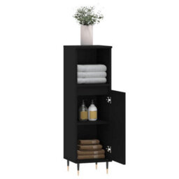 Berkfield Industrial Bathroom Cabinet Black 30X30X100 Cm Engineered Wood - thumbnail 4