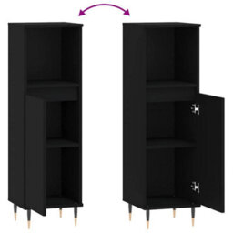 Berkfield Industrial Bathroom Cabinet Black 30X30X100 Cm Engineered Wood - thumbnail 9