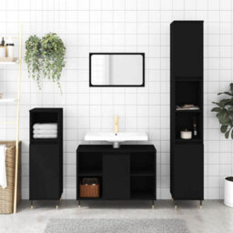 Berkfield Industrial Bathroom Cabinet Black 30X30X100 Cm Engineered Wood - thumbnail 2