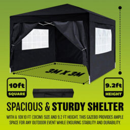 Waterproof Pop Up Gazebo 3M X 3M Outdoor Garden Shelter Display For Wedding Multi Purpose Decoration Diy Gardening Displays - thumbnail 7