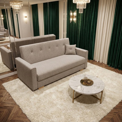 Viva Sonic Iii Sofa Bed For Living Room With Storage Chipboard Frame Polyurethane Foam 153X100X85Cm Beige - image 1