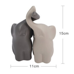 Living And Home Set Of 2 Ceramic Couple Elephant Statue Figurine Ornaments Porcelain Sculptures 110 X 150 mm - thumbnail 5