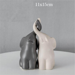Living And Home Set Of 2 Ceramic Couple Elephant Statue Figurine Ornaments Porcelain Sculptures 110 X 150 mm