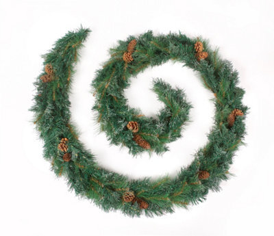 Best Artificial 9Ft Frosted Luxury Colorado Christmas Garland Supplied With 80 Bright White Battery Lights - image 1