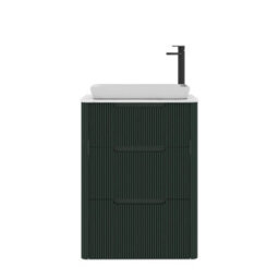 Royal Bathrooms Avenza 600mm Deep Moss Green Floor Standing Countertop Bathroom Vanity Unit 3 Drawer With Qubix Basin - thumbnail 6