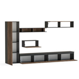 Decorotika Nice Moduler Modern Tv Unit Wall Mount Customizable Layout Black Alina - thumbnail 5