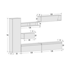 Decorotika Nice Moduler Modern Tv Unit Wall Mount Customizable Layout Black Alina - thumbnail 6