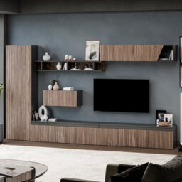 Decorotika Nice Moduler Modern Tv Unit Wall Mount Customizable Layout Black Alina - thumbnail 2