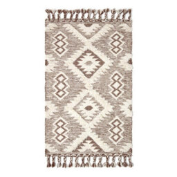 Homescapes Lhasa Handwoven Brown And Cream Textured Diamond Pattern Kilim Wool Rug, 90 X 150 Cm - thumbnail 2