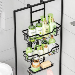 3 Pcs Self Adhesive Bathroom Storage Rack Wall Mounted Shower Shelf With Hook - thumbnail 4