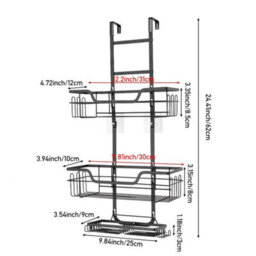 3 Pcs Self Adhesive Bathroom Storage Rack Wall Mounted Shower Shelf With Hook - thumbnail 2