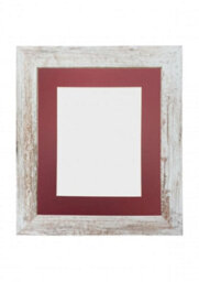 Frames By Post Metro Distressed White Frame With Red Mount For Image Size A2 - thumbnail 1