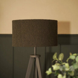 Valuelights Morrigan Grey Wood Shelf Tripod Floor Lamp With Boucle Shade And Bulb - thumbnail 2
