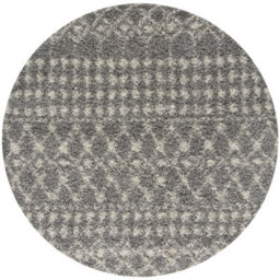 The Rugs Soft Moroccan Diamond Shaggy Rugs And Runners High Pile Grey And Ivory Living Room Kitchen Hallway 1010 - thumbnail 1
