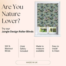 Lister Cartwright Jungle Design Blackout Roller Blinds Easy Fit Child Safety Included (Lichen, 180 X140 Cm) - thumbnail 3