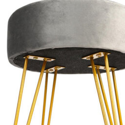 Harbour Housewares 2X Velvet Footstools - Round Modern Dressing Table Footstool Vanity Seat Chairs - 40 X 35Cm - Grey/gold - thumbnail 5