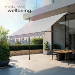 Tectake Awning With Hand Crank - Pressure Fitted , Height Adjustable 300 X 180 Cm - Light Grey - thumbnail 7