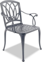 Homeology Positano Luxurious Garden And Patio Table And 4 Large Chairs With Armrests Cast Aluminium Bistro Set - Grey - thumbnail 6