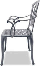 Homeology Positano Luxurious Garden And Patio Table And 4 Large Chairs With Armrests Cast Aluminium Bistro Set - Grey - thumbnail 5