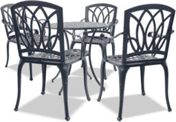 Homeology Positano Luxurious Garden And Patio Table And 4 Large Chairs With Armrests Cast Aluminium Bistro Set - Grey - thumbnail 3