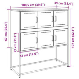 Vidaxl Sideboard Black 100.5X39X107 Cm Steel - thumbnail 3