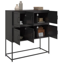 Vidaxl Sideboard Black 100.5X39X107 Cm Steel - thumbnail 5